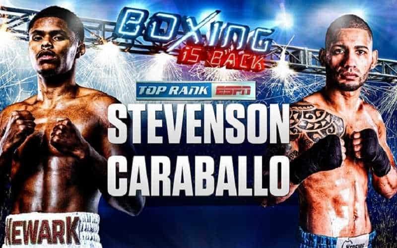 Top promotional poster for the June 9 fight between Stevenson and Caraballo